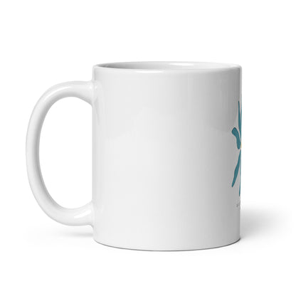 Mug Blanc Brillant fleur bleue