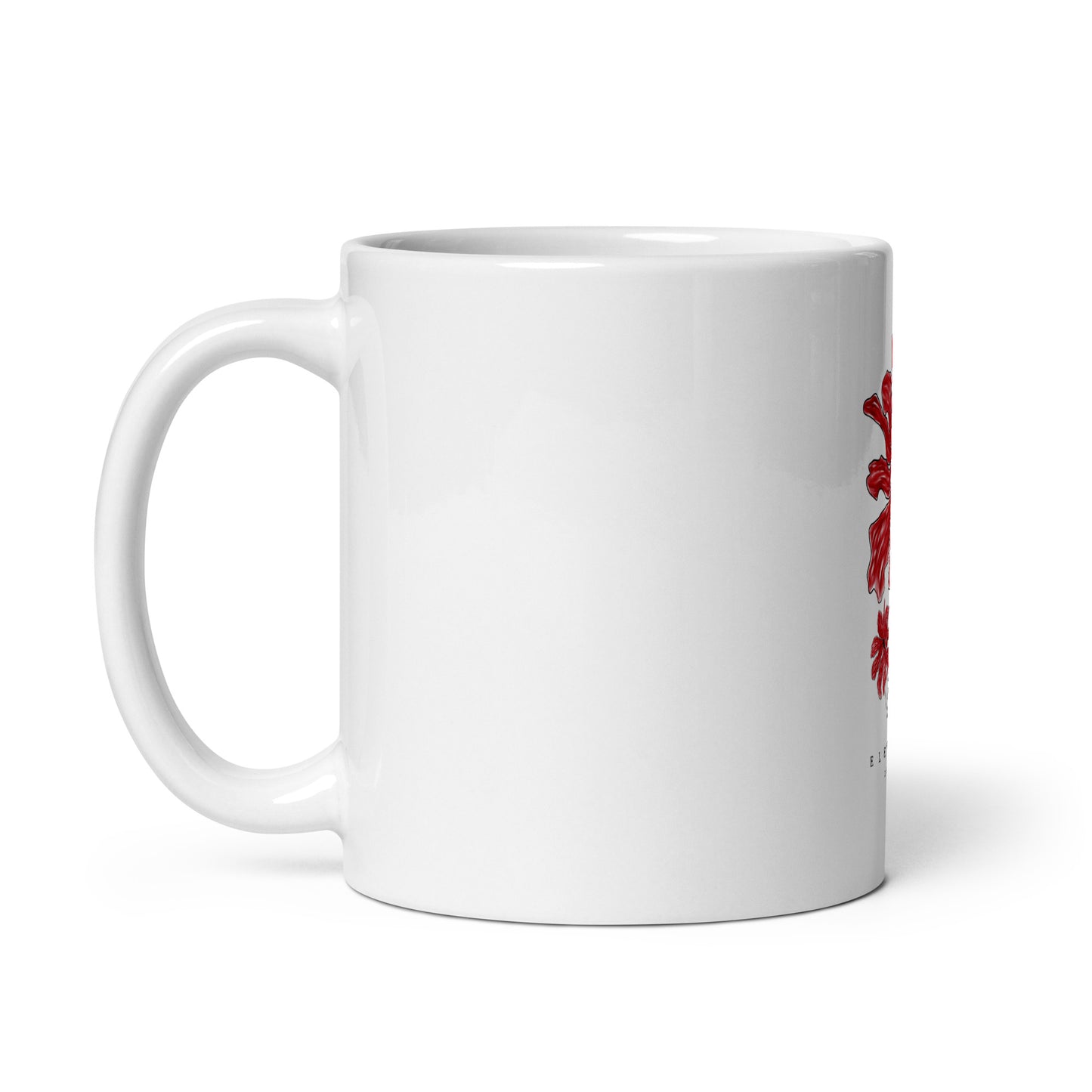 Mug Blanc Brillant Fleur rouge