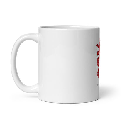 Mug Blanc Brillant Fleur rouge